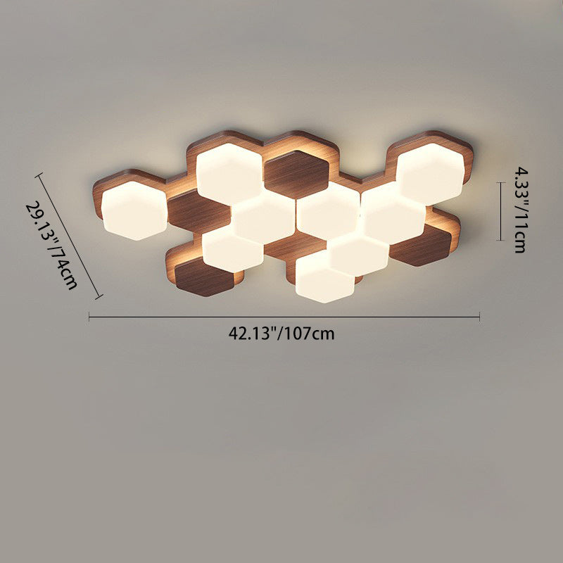 Contemporary Scandinavian Hexagonal LED Flush Mount Light - Iron & Acrylic Ceiling Fixture for Living Room & Bedroom
