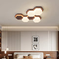 Contemporary Scandinavian Hexagonal LED Flush Mount Light - Iron & Acrylic Ceiling Fixture for Living Room & Bedroom