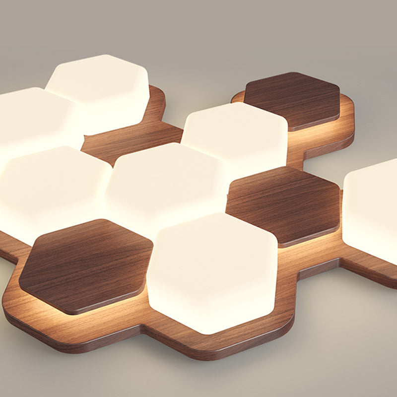 Contemporary Scandinavian Hexagonal LED Flush Mount Light - Iron & Acrylic Ceiling Fixture for Living Room & Bedroom