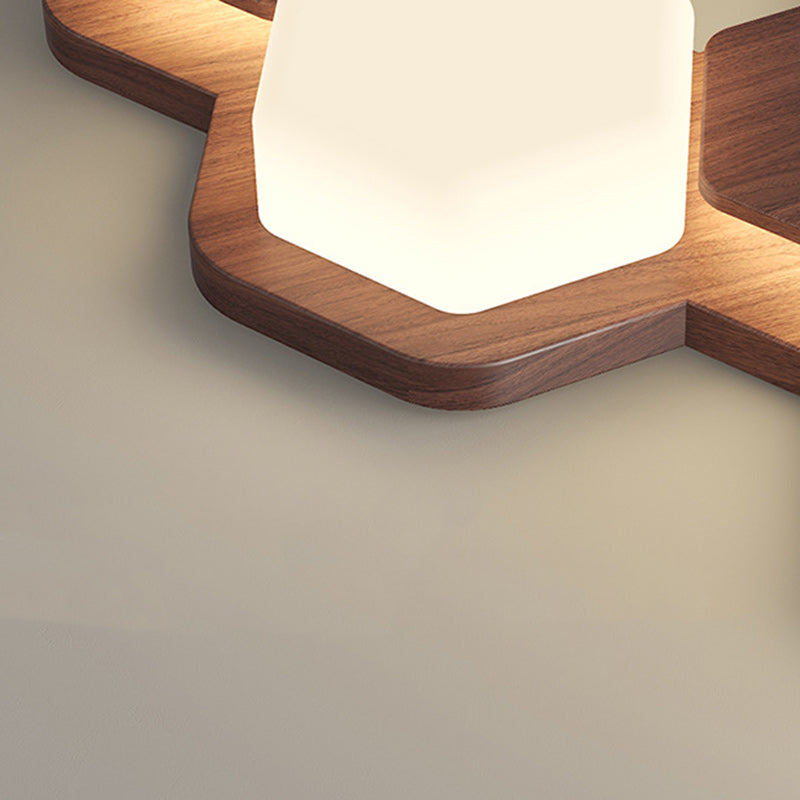 Contemporary Scandinavian Hexagonal LED Flush Mount Light - Iron & Acrylic Ceiling Fixture for Living Room & Bedroom
