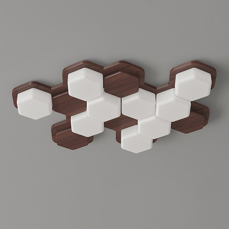 Contemporary Scandinavian Hexagonal LED Flush Mount Light - Iron & Acrylic Ceiling Fixture for Living Room & Bedroom