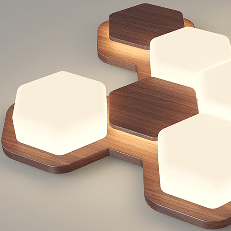 Contemporary Scandinavian Hexagonal LED Flush Mount Light - Iron & Acrylic Ceiling Fixture for Living Room & Bedroom