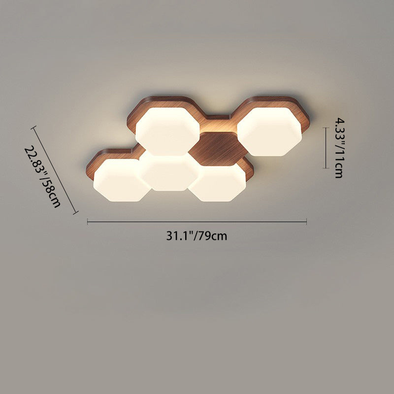 Contemporary Scandinavian Hexagonal LED Flush Mount Light - Iron & Acrylic Ceiling Fixture for Living Room & Bedroom