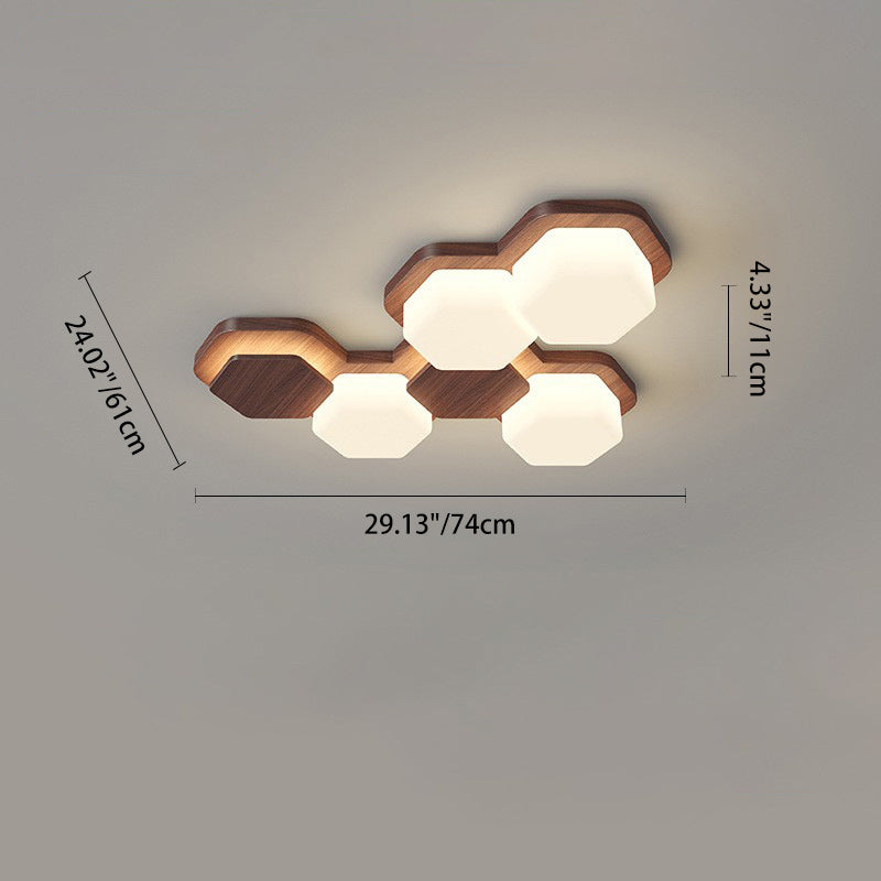 Contemporary Scandinavian Hexagonal LED Flush Mount Light - Iron & Acrylic Ceiling Fixture for Living Room & Bedroom