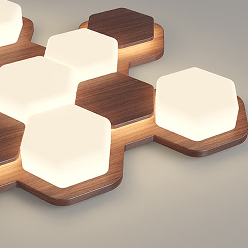 Contemporary Scandinavian Hexagonal LED Flush Mount Light - Iron & Acrylic Ceiling Fixture for Living Room & Bedroom