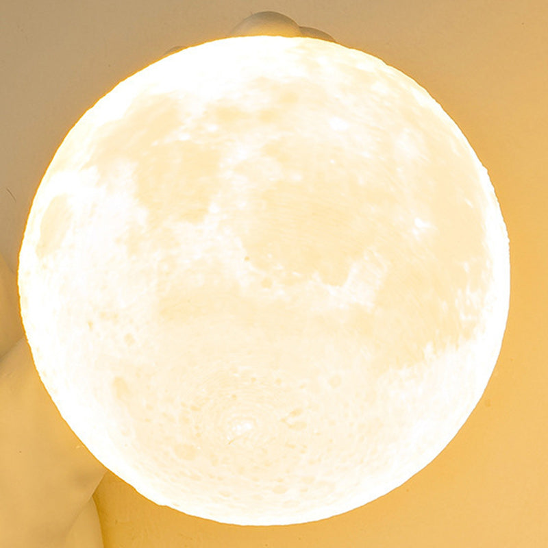 Contemporary Kids Wall Sconce Lamp Cartoon Bear with Moon – Creative Resin & PLA Design for Bedroom & Living Room Lighting, Adorable Night Light for Children’s Room, Cute Bear Wall Decor, LED Wall Light Fixture for Kids' Spaces, Fun Nursery Lighting Solut