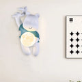 Contemporary Kids Wall Sconce Lamp Cartoon Bear with Moon – Creative Resin & PLA Design for Bedroom & Living Room Lighting, Adorable Night Light for Children’s Room, Cute Bear Wall Decor, LED Wall Light Fixture for Kids' Spaces, Fun Nursery Lighting Solut