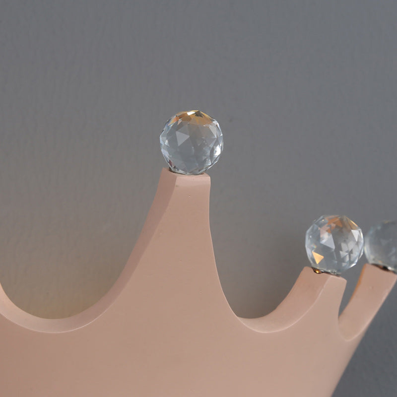 Contemporary Kids Resin Crystal Crown LED Wall Sconce Lamp Bedside Lighting Decorative Wall Light for Children's Room Nursery Playroom Girls Bedroom Decor LED Wall Fixture Modern Candelabra Style Crown Lamp