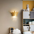 Contemporary Kids Resin Crystal Crown LED Wall Sconce Lamp Bedside Lighting Decorative Wall Light for Children's Room Nursery Playroom Girls Bedroom Decor LED Wall Fixture Modern Candelabra Style Crown Lamp