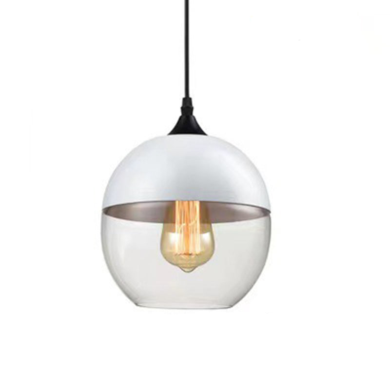Contemporary Industrial Iron & Glass Cylinder Pendant Light for Dining Room