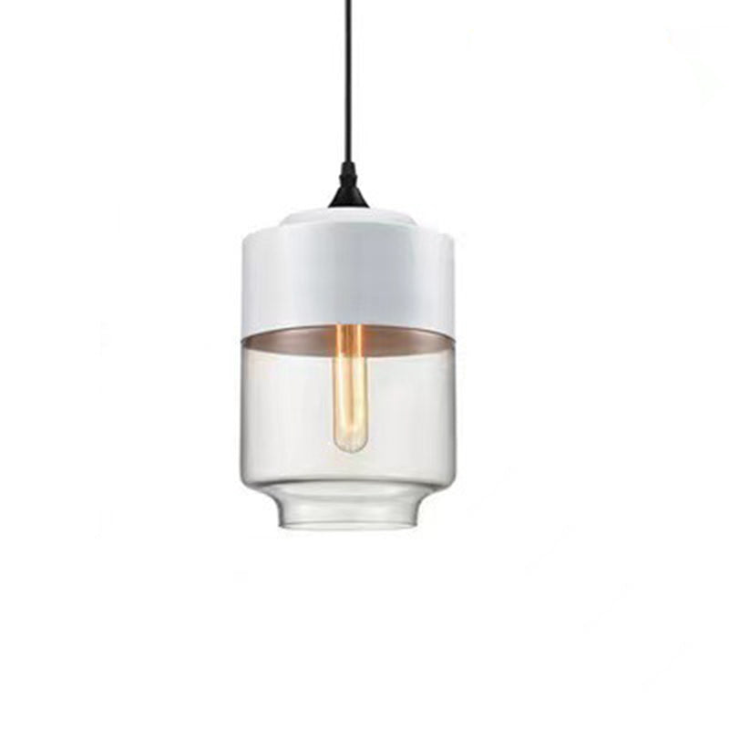 Contemporary Industrial Iron & Glass Cylinder Pendant Light for Dining Room