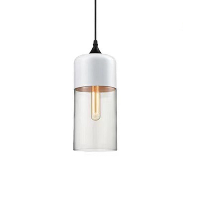 Contemporary Industrial Iron & Glass Cylinder Pendant Light for Dining Room