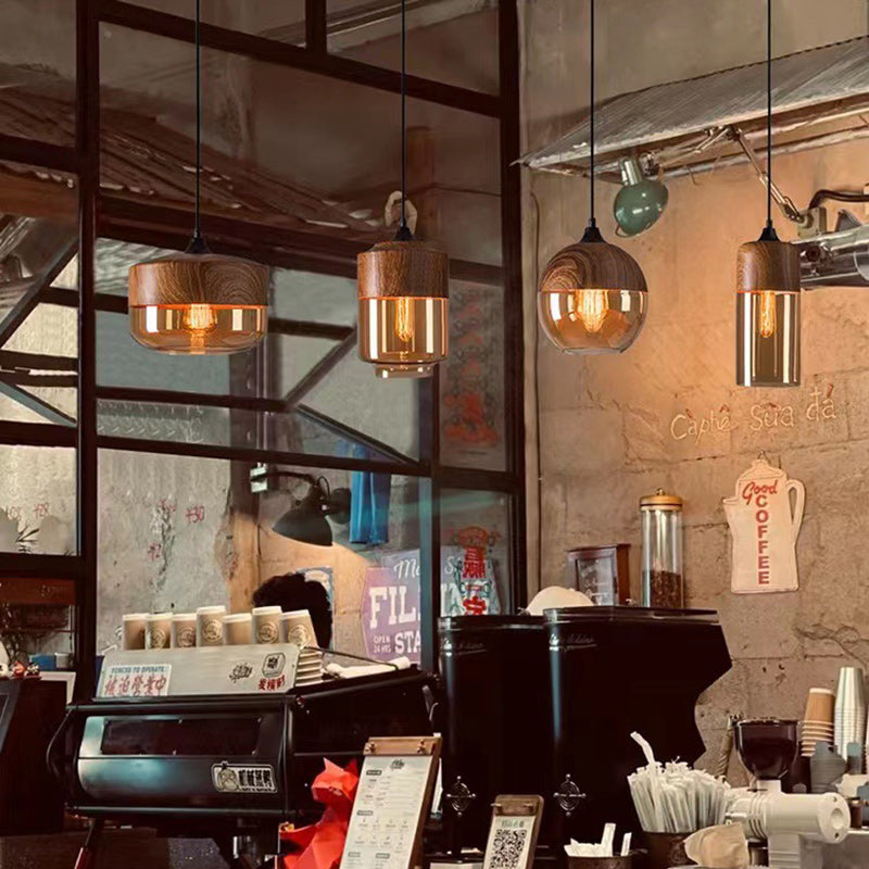 Contemporary Industrial Iron & Glass Cylinder Pendant Light for Dining Room
