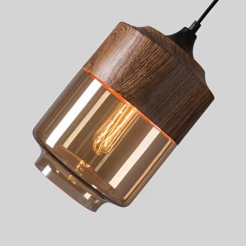 Contemporary Industrial Iron & Glass Cylinder Pendant Light for Dining Room