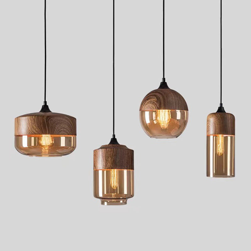 Contemporary Industrial Iron & Glass Cylinder Pendant Light for Dining Room