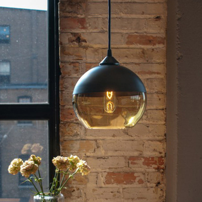 Contemporary Industrial Iron & Glass Cylinder Pendant Light for Dining Room