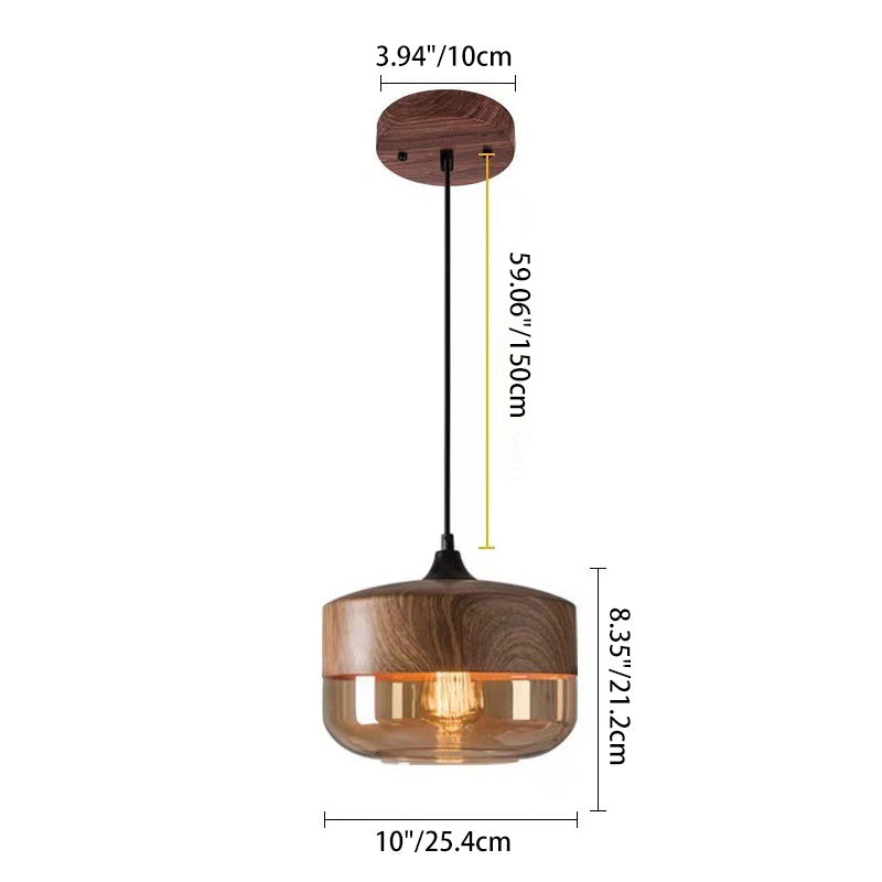 Contemporary Industrial Iron & Glass Cylinder Pendant Light for Dining Room