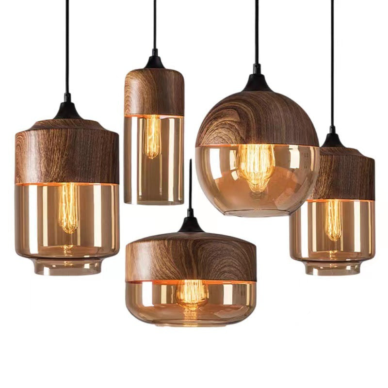 Contemporary Industrial Iron & Glass Cylinder Pendant Light for Dining Room