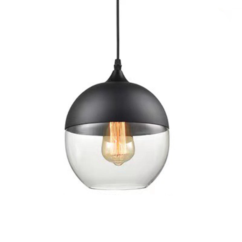 Contemporary Industrial Iron & Glass Cylinder Pendant Light for Dining Room