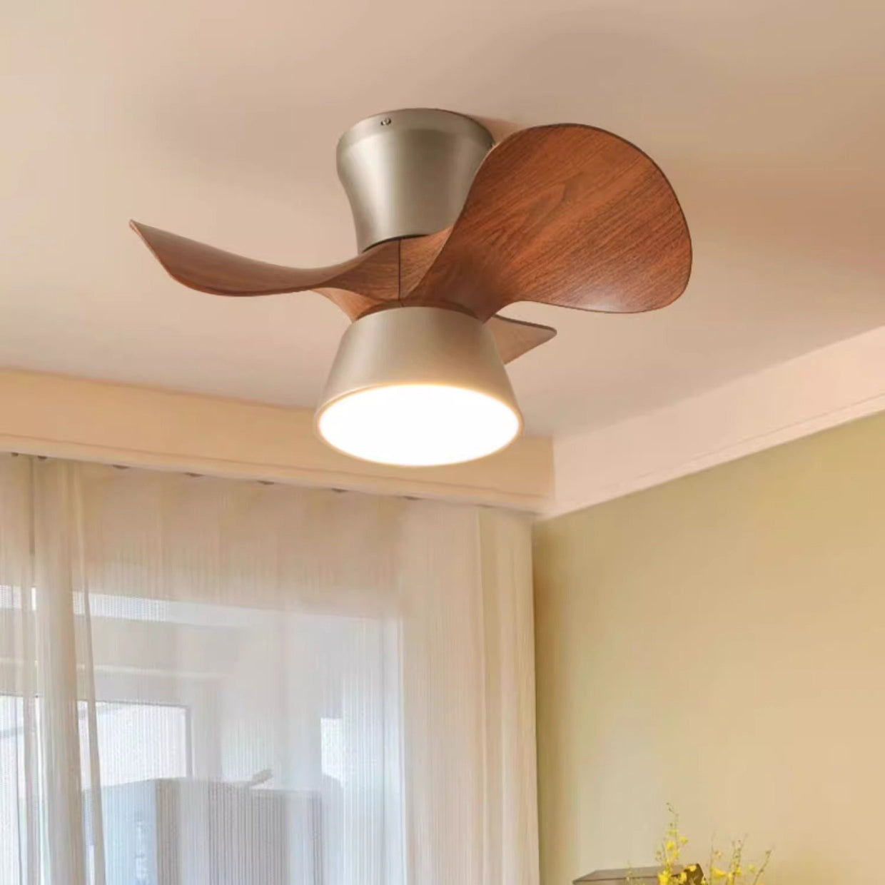 Modern Mid-Century Round LED Ceiling Fan Light - Iron & Acrylic for Living Room & Bedroom