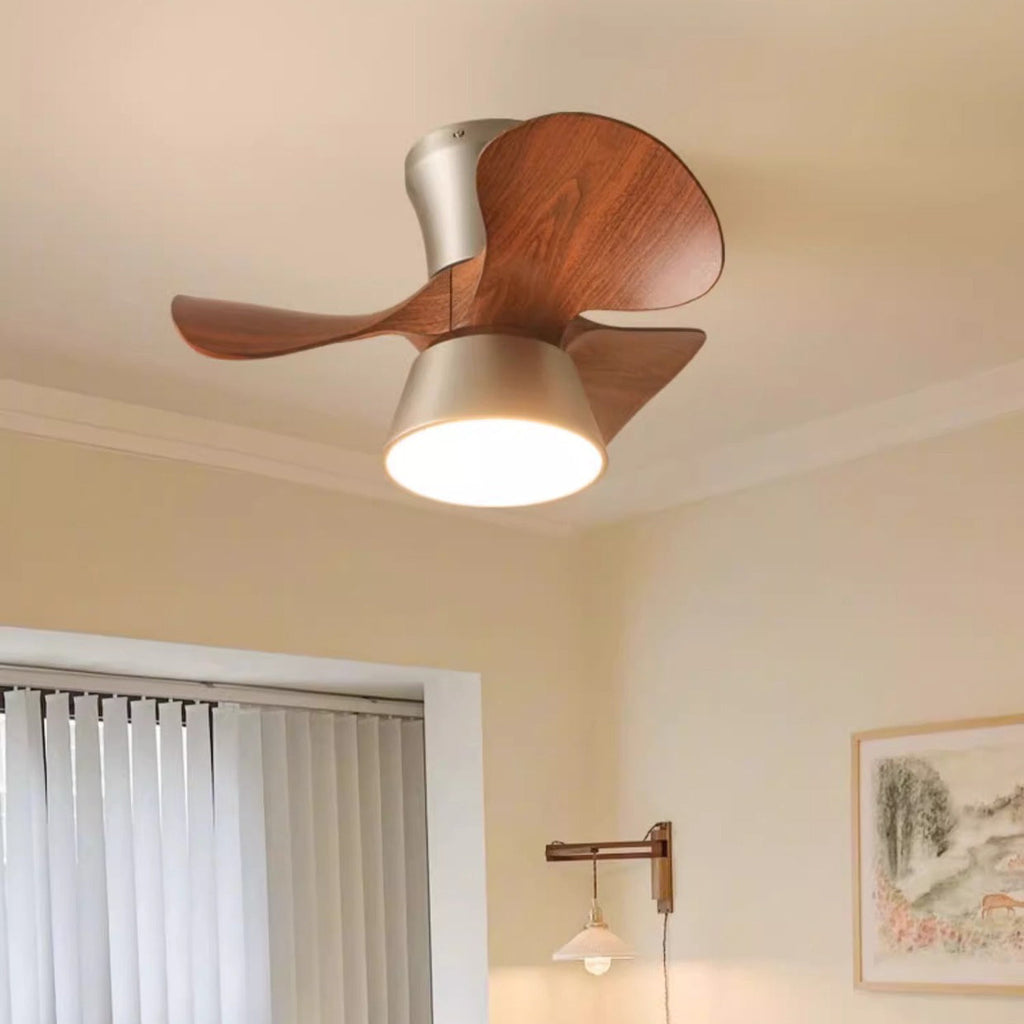 Modern Mid-Century Round LED Ceiling Fan Light - Iron & Acrylic for Living Room & Bedroom
