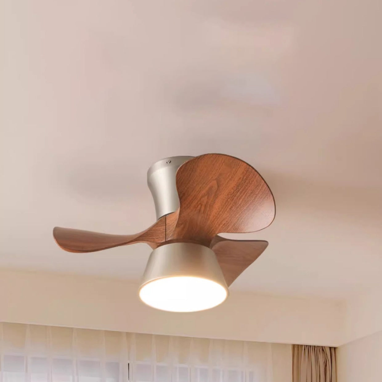 Modern Mid-Century Round LED Ceiling Fan Light - Iron & Acrylic for Living Room & Bedroom