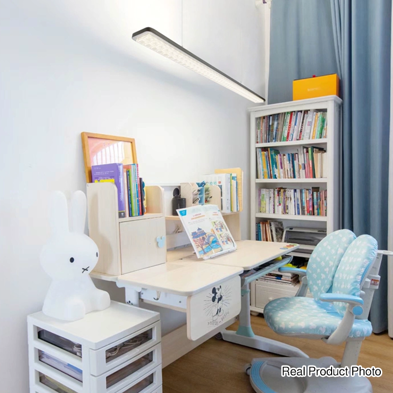 Rectangular LED Aluminum Eye-Caring Pendant Light for Kids Study - Shadow-Free Piano-Grid Lighting, Best Study Lamp for Home Office, Energy Efficient Desk Light, Adjustable Brightness, Modern Design, Safe for Children, Classroom Lighting Solution