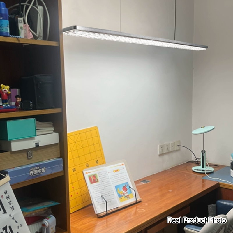 Rectangular LED Aluminum Eye-Caring Pendant Light for Kids Study - Shadow-Free Piano-Grid Lighting, Best Study Lamp for Home Office, Energy Efficient Desk Light, Adjustable Brightness, Modern Design, Safe for Children, Classroom Lighting Solution