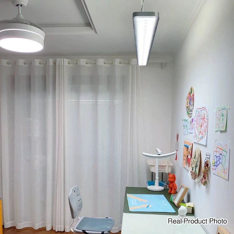Rectangular LED Aluminum Eye-Caring Pendant Light for Kids Study - Shadow-Free Piano-Grid Lighting, Best Study Lamp for Home Office, Energy Efficient Desk Light, Adjustable Brightness, Modern Design, Safe for Children, Classroom Lighting Solution