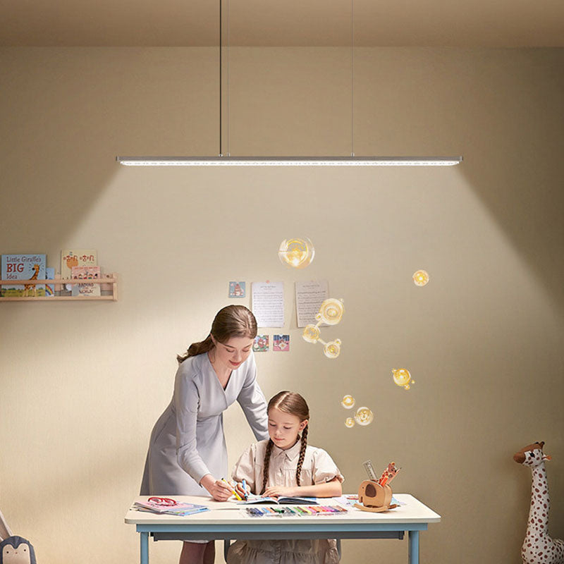 Rectangular LED Aluminum Eye-Caring Pendant Light for Kids Study - Shadow-Free Piano-Grid Lighting, Best Study Lamp for Home Office, Energy Efficient Desk Light, Adjustable Brightness, Modern Design, Safe for Children, Classroom Lighting Solution
