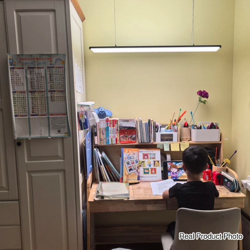 Rectangular LED Aluminum Eye-Caring Pendant Light for Kids Study - Shadow-Free Piano-Grid Lighting, Best Study Lamp for Home Office, Energy Efficient Desk Light, Adjustable Brightness, Modern Design, Safe for Children, Classroom Lighting Solution