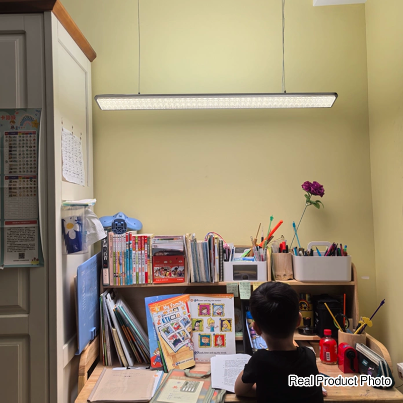 Rectangular LED Aluminum Eye-Caring Pendant Light for Kids Study - Shadow-Free Piano-Grid Lighting, Best Study Lamp for Home Office, Energy Efficient Desk Light, Adjustable Brightness, Modern Design, Safe for Children, Classroom Lighting Solution