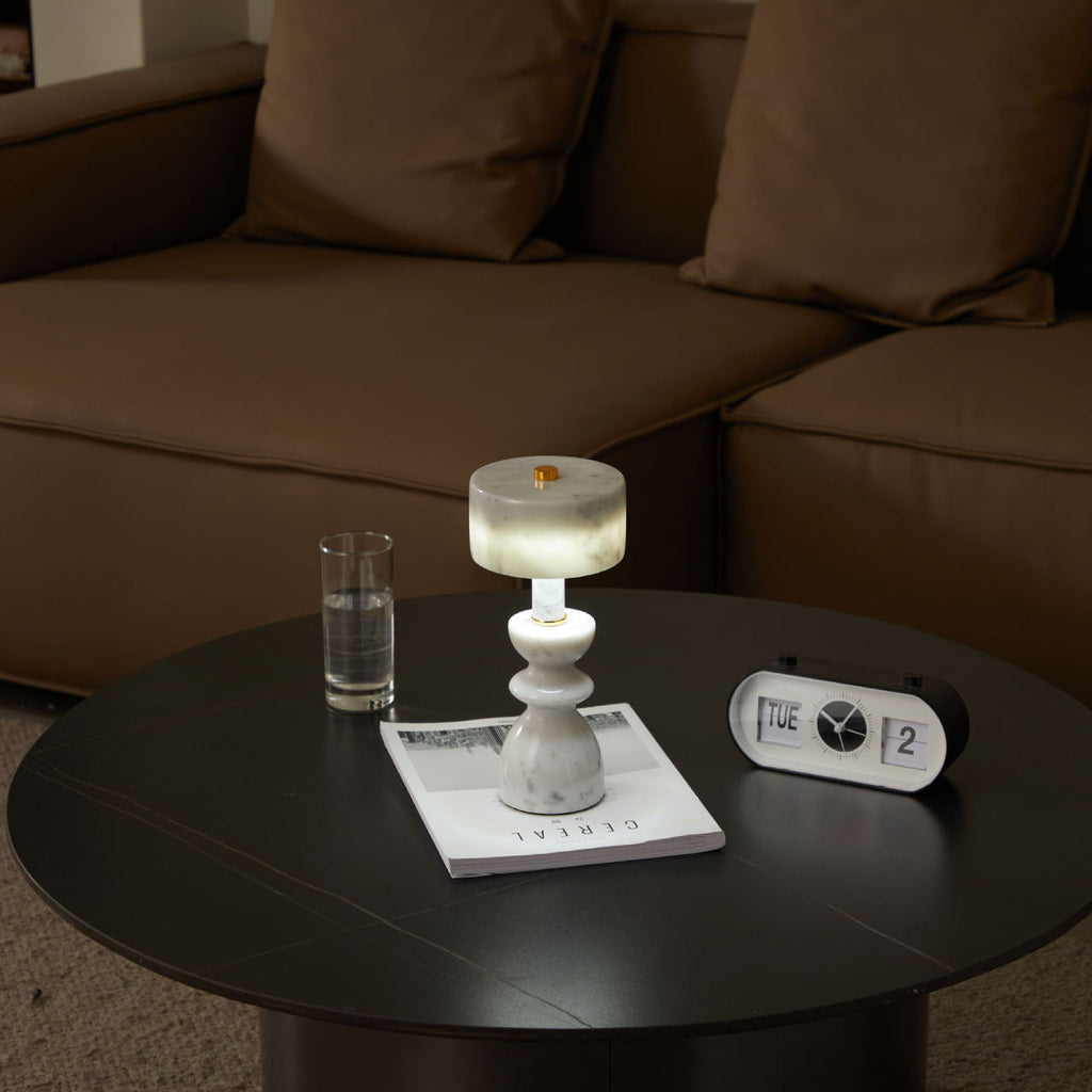 Modern Minimalist Aluminum Marble USB LED Table Lamp - Stylish Home Lighting, Sleek Desk Lamp, Energy-Efficient USB Power, Decorative Night Light, Contemporary Design, Ideal for Bedroom or Office Use