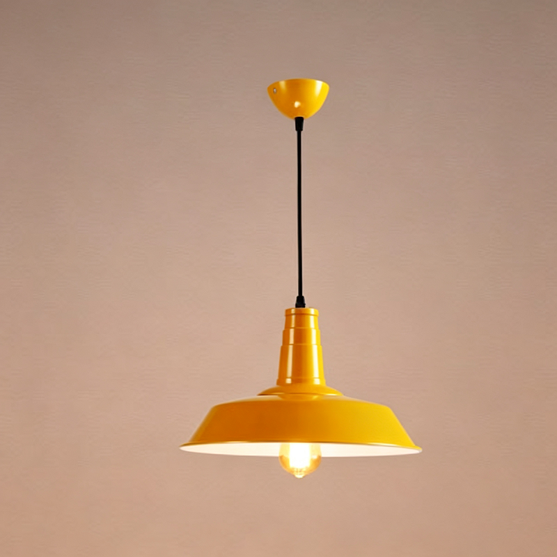 Contemporary Industrial Round Iron 1-Light Pendant for Living Room