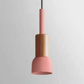 Contemporary Scandinavian Iron Wood Pendant Light - 1-Light Round Cylinder for Living Room
