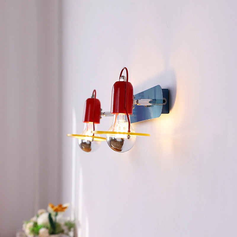 Modern Mid-Century Kids Rectangle Round Iron Acrylic 2-Light Wall Sconce Lamp for Bedroom, Adjustable Wall Light Fixtures, Nursery Decor, Stylish Children's Room Lighting, Contemporary Wall Sconces for Kids, Elegant Acrylic Wall Lamp, Fun and Functional L