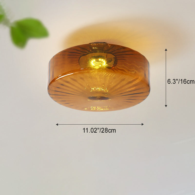 Contemporary Scandinavian Round Iron Glass LED Semi-Flush Mount Ceiling Light for Living Room