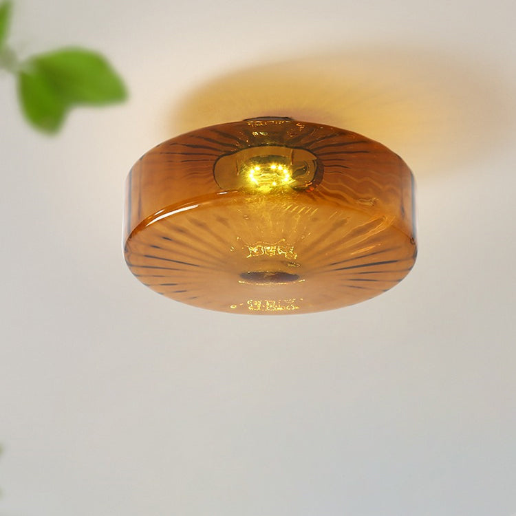 Contemporary Scandinavian Round Iron Glass LED Semi-Flush Mount Ceiling Light for Living Room
