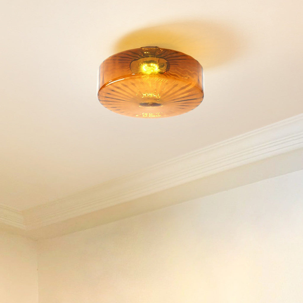 Contemporary Scandinavian Round Iron Glass LED Semi-Flush Mount Ceiling Light for Living Room
