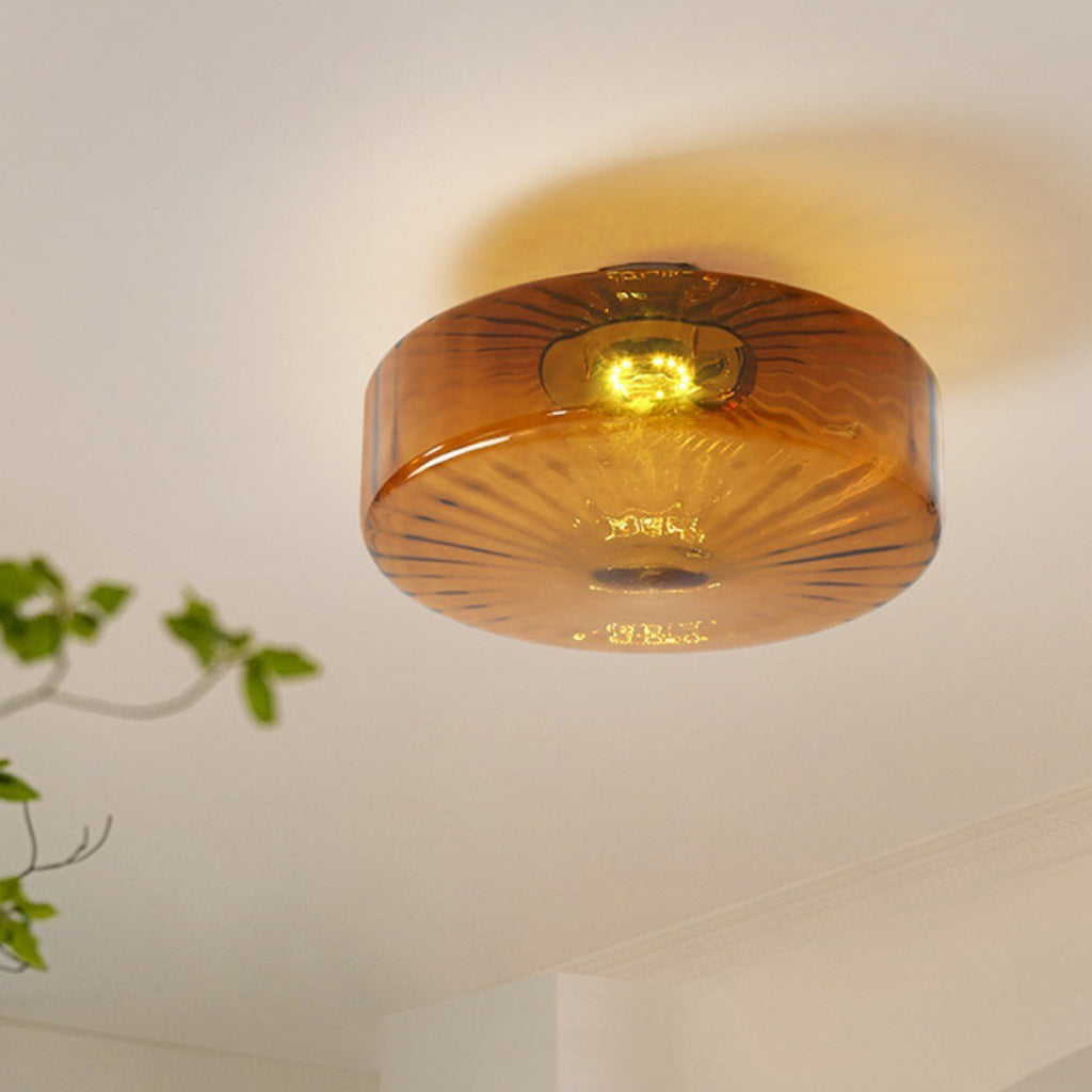 Contemporary Scandinavian Round Iron Glass LED Semi-Flush Mount Ceiling Light for Living Room