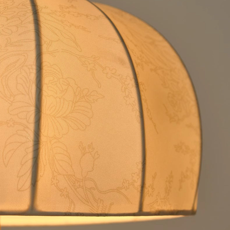 Traditional French Dome Wood Iron Fabric Table Lamp - 1-Light Living Room Accent