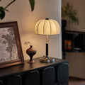 Traditional French Dome Wood Iron Fabric Table Lamp - 1-Light Living Room Accent