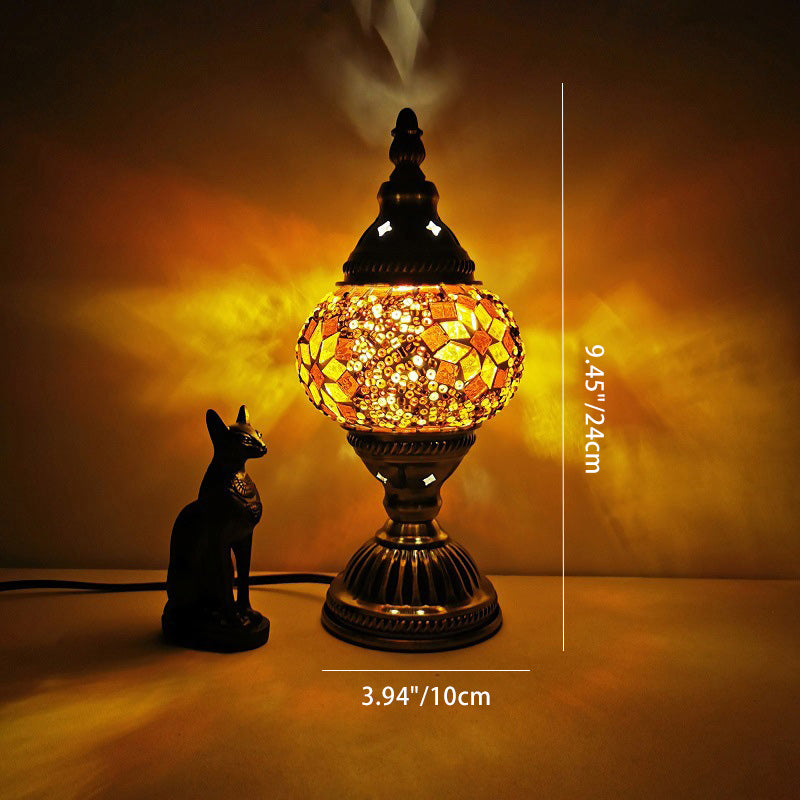 Traditional Tiffany Oval Glass Iron Table Lamp - 1-Light for Living Room