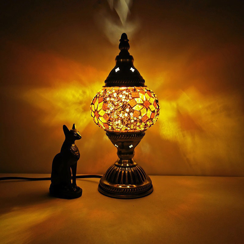 Traditional Tiffany Oval Glass Iron 1-Light Table Lamp for Living Room, Stained Glass Accent Lighting, Vintage Iron Base, Decorative Home Decor, Antique Style Nightstand Lamp, Elegant Interior Design, Unique Gift for Home, Artisanal Craftsmanship Lamp