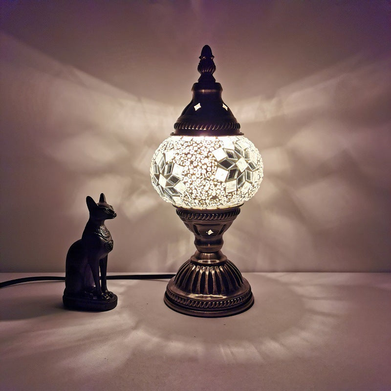 Traditional Tiffany Oval Glass Iron 1-Light Table Lamp for Living Room, Stained Glass Accent Lighting, Vintage Iron Base, Decorative Home Decor, Antique Style Nightstand Lamp, Elegant Interior Design, Unique Gift for Home, Artisanal Craftsmanship Lamp
