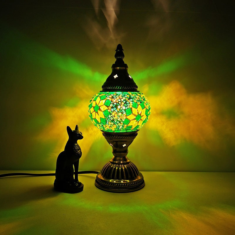 Traditional Tiffany Oval Glass Iron 1-Light Table Lamp for Living Room, Stained Glass Accent Lighting, Vintage Iron Base, Decorative Home Decor, Antique Style Nightstand Lamp, Elegant Interior Design, Unique Gift for Home, Artisanal Craftsmanship Lamp