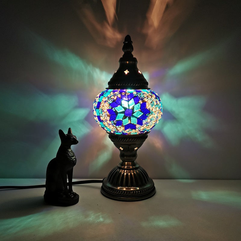 Traditional Tiffany Oval Glass Iron 1-Light Table Lamp for Living Room, Stained Glass Accent Lighting, Vintage Iron Base, Decorative Home Decor, Antique Style Nightstand Lamp, Elegant Interior Design, Unique Gift for Home, Artisanal Craftsmanship Lamp