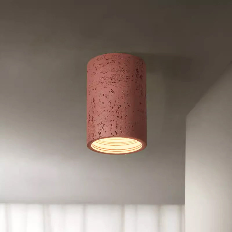 Traditional Japanese Column Iron Resin LED Flush Mount Ceiling Light for Living Room