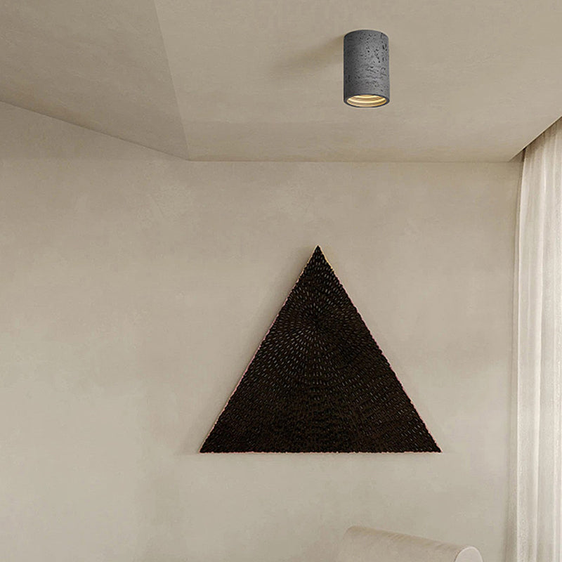 Traditional Japanese Column Iron Resin LED Flush Mount Ceiling Light for Living Room