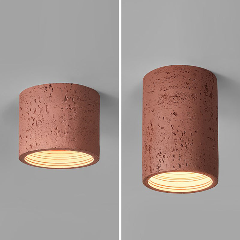 Traditional Japanese Column Iron Resin LED Flush Mount Ceiling Light for Living Room